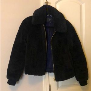 J. Crew Black Faux Fur Jacket - Size Small